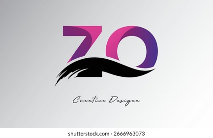 ZO Gradient Brush Stroke Logo Modern Creative Letter Symbol for Branding and Stylish Identity Design