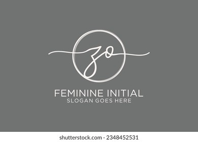 ZO handwriting logo with circle template vector logo of initial signature, wedding, fashion, floral and botanical with creative template.