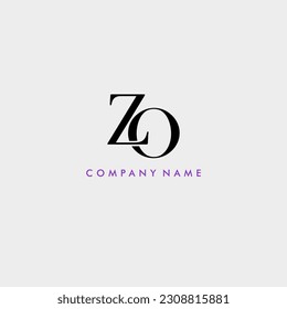 Logotipo de monograma de la letra inicial ZO