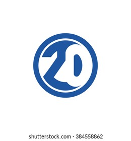 ZO initial letters circle business logo blue
