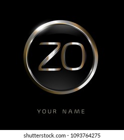ZO initial letters with circle elegant logo golden silver black background