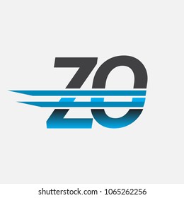 ZO initial logo company name colored black and blue, Simple and Modern Logo Design.