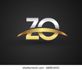 ZO initial logo company name colored gold and silver swoosh design. vector logo for business and company identity 