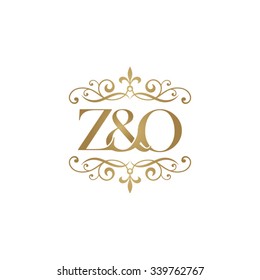 Z&O Initial logo. Ornament ampersand monogram golden logo