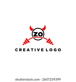 ZO initial monogram for fitnes or gym logo with devil style design