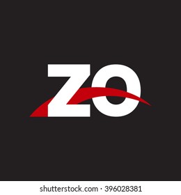 ZO initial overlapping swoosh letter logo white red black background