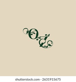 ZO letter concept of elegant beautifull wedding organic logo with monogram and leaf