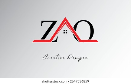 ZO Letter House Logo – Creative Real Estate Monogram with Roof Icon and Home Shape for Property, Architecture and Modern Branding
