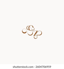 ZO letter luxury minimalist logo design wedding initial concept caligraphic style monogram