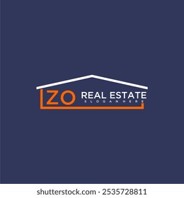 ZO letter roof shape logo for real estate with house icon design