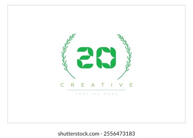 ZO letters eco logo with leaf. Fresh nature and healthy leaf logo design.