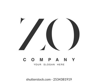 Diseño del logotipo de ZO. Estilo inicial de letra z y o serif. Tipografía de nombre de empresa clásica creativa. Logotipo o identidad de moda. Ilustración vectorial.