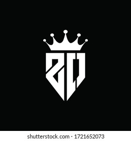 ZO-Logo-Monogramm-Emblem-Stil mit Kronform-Design-Vorlage