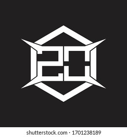 ZO Logo monogram with hexagon and four taper shape design template