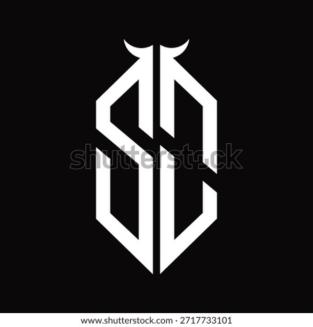 ZO Logo monogram with horn shape isolated black and white design template on black background