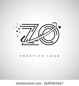 ZO Orbit Monogram Logo - Futuristic Minimal Letter mark with Circular Line Art, Tech-Inspired Dots and Space Motion Concept for Modern Branding Identity (Logotipo de Monograma de Órbita ZO - Marca de Letra Mínima Futurista com Linha de Arte Circular, Pontos Inspirados na Tecnologia e Conceito de Movimento Espacial para Identidade de Marca Moderna)