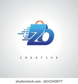 ZO Shopping Monogram – Fast Delivery E-commerce Logo with Bag Icon and Digital Branding for Online Store, Retail and Logistic Identity
