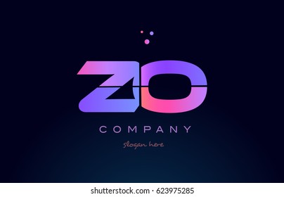zo z o creative color blue background pink purple blue magenta alphabet letter company logo vector icon design