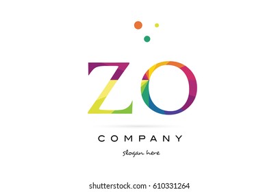 zo z o  creative rainbow colors colored alphabet company letter logo design vector icon template