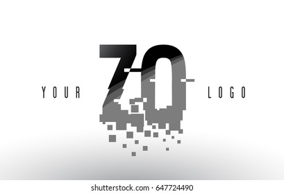 ZO Z O Pixel Letter Logo with Digital Shattered Black Squares. Creative Letters Vector Illustration.