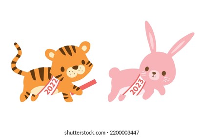 From the zodiac of 2022 to the zodiac of 2023. rabbit for 2023 and tiger for 2022.