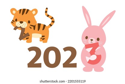 From the zodiac of 2022 to the zodiac of 2023. rabbit for 2023 and tiger for 2022.