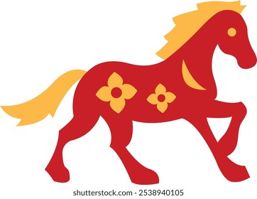 Icono de caballo animal del zodiaco que representa la fuerza, la independencia y el espíritu energético, perfecto para resaltar temas del zodiaco chino, astrología y significado cultural con un diseño audaz y dinámico