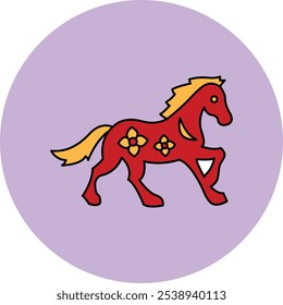 Icono de caballo animal del zodiaco que representa la fuerza, la independencia y el espíritu energético, perfecto para resaltar temas del zodiaco chino, astrología y significado cultural con un diseño audaz y dinámico