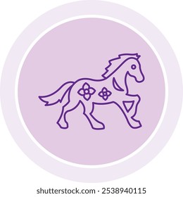 Icono de caballo animal del zodiaco que representa la fuerza, la independencia y el espíritu energético, perfecto para resaltar temas del zodiaco chino, astrología y significado cultural con un diseño audaz y dinámico