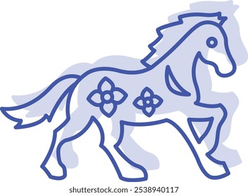 Icono de caballo animal del zodiaco que representa la fuerza, la independencia y el espíritu energético, perfecto para resaltar temas del zodiaco chino, astrología y significado cultural con un diseño audaz y dinámico