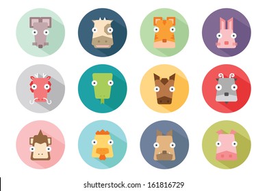 Zodiac animal icon set, vector