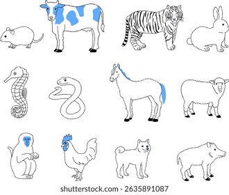 Zodiac animal illustration set : Vector