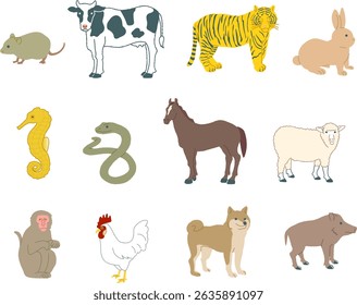 Zodiac animal illustration set : Vector