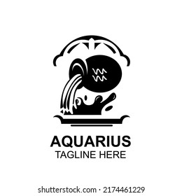 
Zodiac aquarius horoskop Astrologie Logo Vektorgrafik in Schwarz-Weiß Silhouette modernes Design. Elegante Symbol- und ästhetische Symbolvorlage.