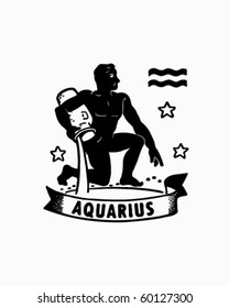 Zodiac - Aquarius - Retro Clip Art