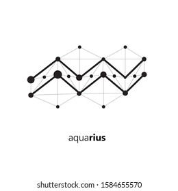 Zodiac aquarius signs isolated on white background. Star signs for astrology horoscope. Zodiac line stylized symbols. Astrological calendar collection, horoscope constellation vector illustration