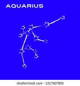 Zodiac aquarius star constellation line art background. Can be used for fluent design poster, cover, flyer