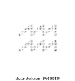 The zodiac aquarius symbol filled with black dots. Pointillism style. Vector illustration on white background