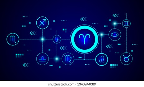 zodiac aries mars icon. From Web set