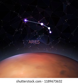 zodiac Aries. Polygons vector illustration design, background