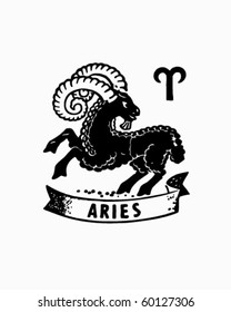 Zodiac - Aries - Retro Clip Art