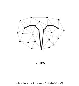 Zodiac aries signs isolated on white background. Star signs for astrology horoscope. Zodiac line stylized symbols. Astrological calendar collection, horoscope constellation vector illustration