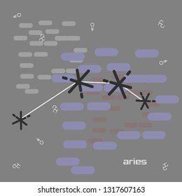 Zodiac aries star constellation line art background. Can be used for fluent design poster, cover, flyer