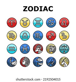 Zodiac Astrologisches Zeichen Tiersymbole Set Vektor. Sagittarius und Capricornus, Taurus und Aries, Virgo und Gemini Scorpio und Libra Astrologie Zodiac Symbole. Astrologie-Farbillustrationen