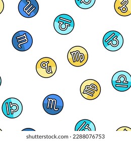 Zodiac Astrological Sign Animal Vector Seamless Pattern Thin Line Illustration