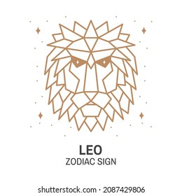 Zodiac astrology horoscope sign leo linear design. Vector illustration. Elegant line art symbol or icon of leo esoteric zodiacal horoscope templates for logo or poster isolated on white background.
