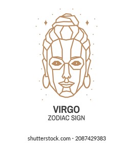 Zodiac astrology horoscope sign virgo linear design. Vector illustration. Elegant line art symbol or icon of virgo esoteric zodiacal horoscope templates for logo or poster isolated on white background