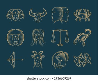 Zodiac Astrology Mythology Prediction Set Stock Vector (Royalty Free ...