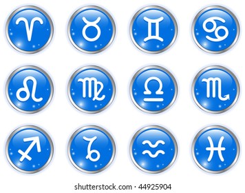 Zodiac astrology signs button set