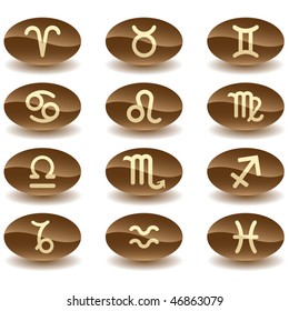 Zodiac astrology signs button set